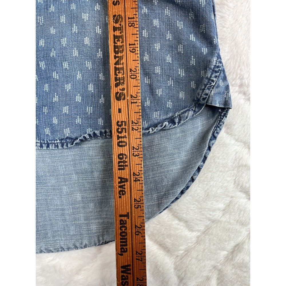 Cloth & Stone Shirt Women's (S) Blue Geometric Chambray Tencel Pocket Preppy - Picture 5 of 7